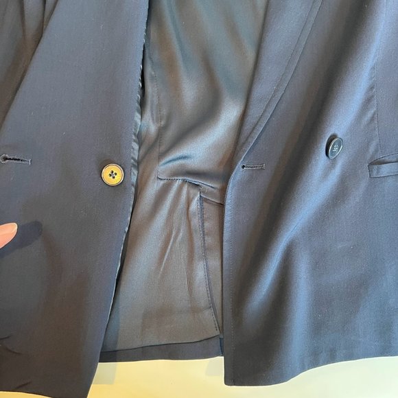 Theory 'Bastian Malaya' Navy Double Breasted Blazer draped - 6 - Picture 6 of 11